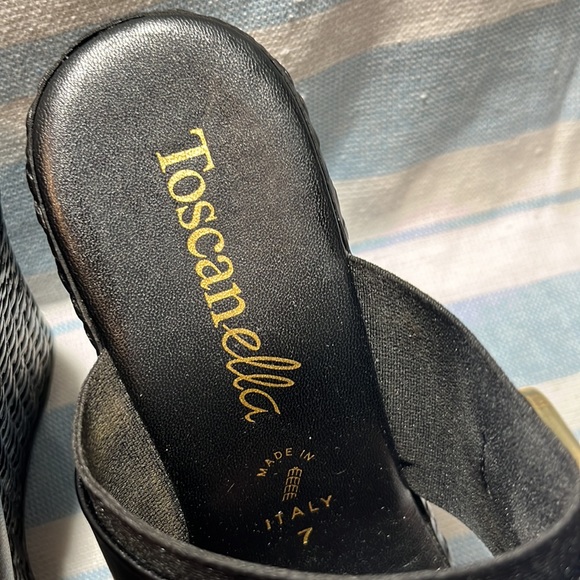 EUC TOSCANELLA WEDGE HEELS. SZ 7 black Made in Italy - Picture 5 of 5